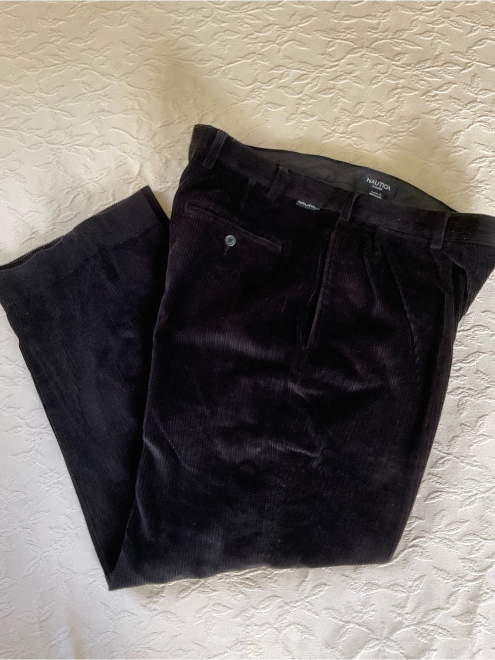 NAUTICA RIGGER Black Wide Wale Corduroy Pants Classic Fit Pants Men’s 38Wx32L